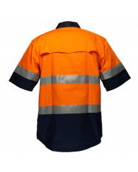Hi Vis Cotton Drill Shirt,<br/> Short Sleeve D/N