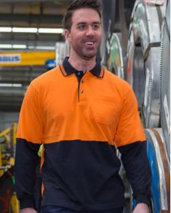Cotton Polo L/S, Hi Vis