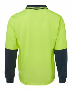 Hi Vis L/S Trad Polo, Lime/Navy