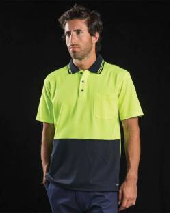 Cotton Back Polo S/S, Hi Vis