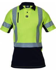 Caution Hi Vis Microvent Polo Long Sleeved