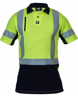 Caution Hi Vis Microvent Polo Long Sleeved